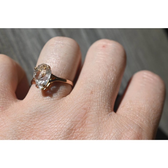 14k Rose Gold Ring Raw Stone Ring Rough Diamond Ring Wedding Band Unique… - Picture 1 of 3